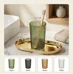Textured Glass Toothbrush Holder – Bathroom Storage, Countertop Cup, Minimalist Vanity Accessory
