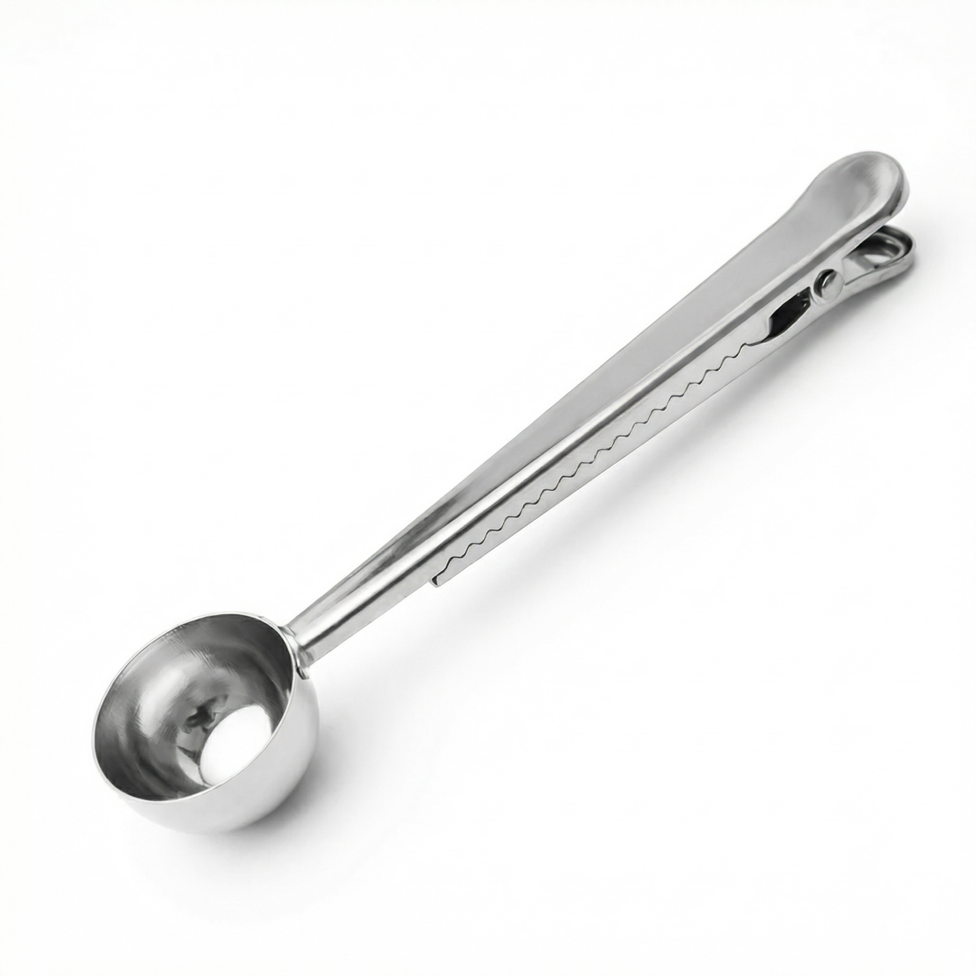 2-in-1 Stainless Steel Coffee Scoop with Bag Sealing Clip – Measuring Spoon for Coffee Storage
