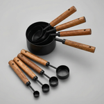 Measuring Cups and Spoons Set with Wood Handles – 8-Piece Stainless Steel Baking Set