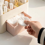 Makeup Storage Box – Multi-Compartment Desktop Organizer with Drawer for Bathroom Vanity Countertops