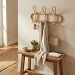 Rattan Wall Hook Rack – Handwoven Natural Storage for Coats, Hats, Bags – Entryway Bedroom Bathroom