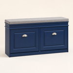 Shoe Storage Bench with Cushion – 2 Flip Drawers Entryway Seat White Hallway