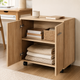 Storage Cabinet – Rolling Sideboard with 2 Doors, Internal Shelf, Castors, Natural Wood Finish, Living Room