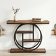4-Tier Console Table – Modern Table with Open Shelves and Circular Frame for Living Room