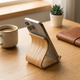 Wooden Phone and Tablet Stand – Curved Holder, Minimal Modern Desk Accessory