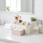 Makeup Storage Box – Multi-Compartment Desktop Organizer with Drawer for Bathroom Vanity Countertops