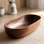 Wooden Serving Tray – Oval Boat Shape for Breakfast Snacks Jewelry Entryway Organizer Home Decor