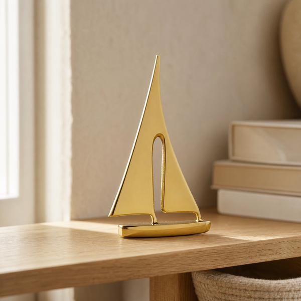 Sailboat Sculpture – Gold or Bronze Zinc Alloy Desk Ornament Modern Home Decor
