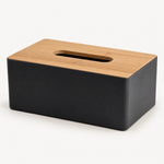 Bamboo Lid Tissue Box – Minimalist Desk Organizer for Living Room or Bathroom