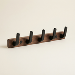 Wooden Wall Hook Rack – Black Walnut Coat Hanger Entryway Towel Bar Bathroom Bedroom Organizer