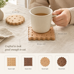 Wooden Biscuit Coaster – Cute Cookie Shape Desk Pad, Housewarming or Birthday Gift