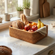 Handwoven Rattan Basket Organizer – Storage Tray for Cosmetics, Toiletries, Countertops & Dining Table
