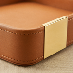 Leather Valet Tray with Gold Accents – Desk Organizer Key Tray Catchall Tray