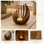 Wooden Lotus Candle Holder – Hand-Assembled Tealight Centerpiece for Table Home Decor