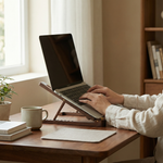 Walnut Wood Foldable Laptop Stand – 8 Level Height Adjustable for 11–17 Inch Laptops