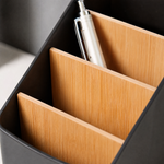 Desktop Storage Box with Bamboo Dividers – Desk Organizer for Remote Pens Cards