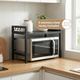 Microwave Shelf Organizer – Adjustable Height Iron Rack with 6 Hooks, Kitchen Counter Storage