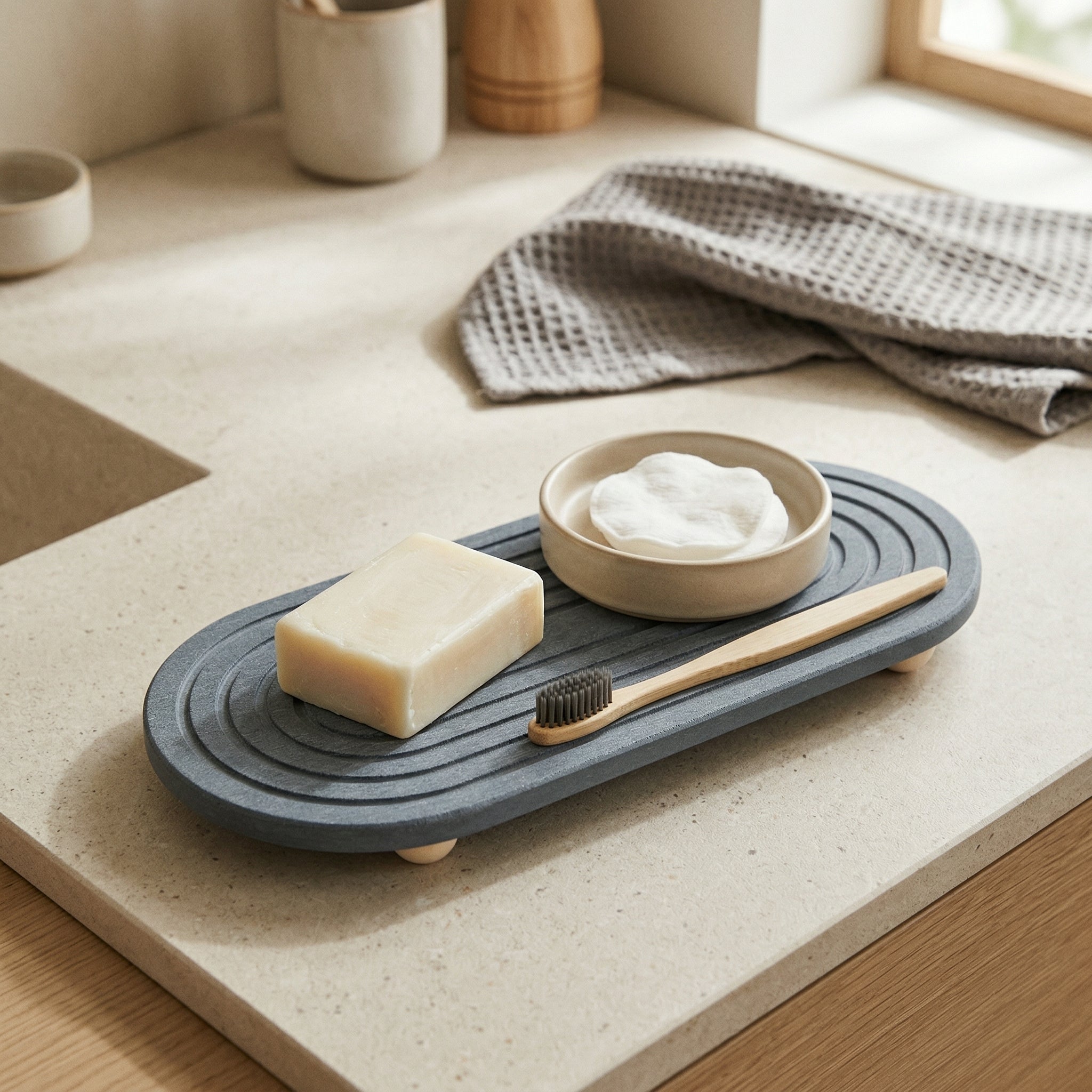 Diatomite Drying Tray – Quick Dry Draining Board for Soap, Bathroom Sink Organizer, Kitchen