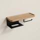 Walnut Toilet Paper Holder Shelf – Wall Mounted Tissue Box and Roll Organizer for Bathroom