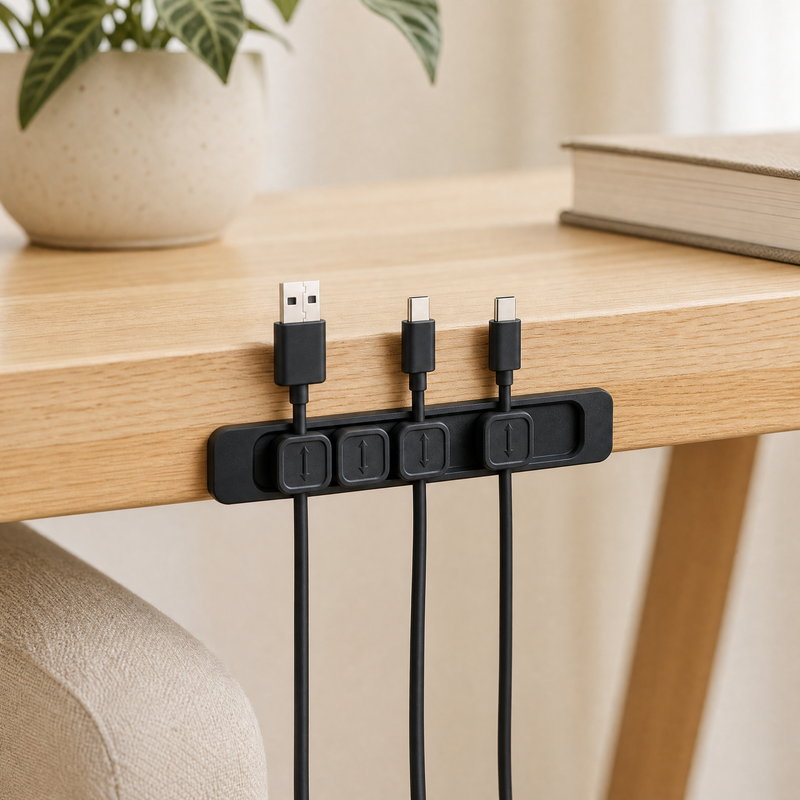 Organisateur de câbles magnétique — Serre-câbles adhésifs pour le rangement de câbles USB sur bureau