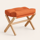 Cushioned Folding Footstool – Solid Wood X-Frame Entryway Bench Sofa Foot Rest
