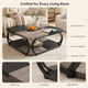 Large Square Coffee Table 2 Tier Storage – Wood Panel Top Curved Metal Frame