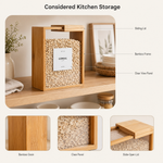 Bamboo Food Storage Canister – Pantry Organizer with Clear Window, Kitchen Container