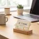 Business Card Holder – Wood and Metal Stand for Office Desk, Name Cards, Affirmation Display
