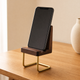 Wooden Chair Phone Stand – Walnut Brass Desk Organizer, Minimalist Office Ornament