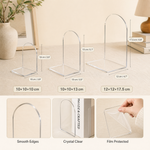 Clear Acrylic Bookends – Arch Design Book Organizer for Shelf Desk Home Office
