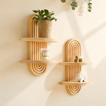 Wooden Arch Wall Shelf – Geometric Floating Shelf, Natural Wood, Modern Home Decor