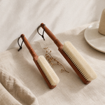 Soft Bed Brush with Wooden Handle – Natural Bristles for Bedding Sofa Furniture Cleaning