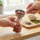 Glass Spice Jar Set with Wooden Bamboo & Rosewood Lids – 120ml with Labels, Kitchen Organisation
