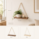 Wood Rope Hanging Wall Shelf – Pine Floating Shelves for Plants Home Decor Display
