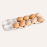 Premium Ceramic Egg Tray – Speckled White Holder for Kitchen Counter or Fridge Storage
