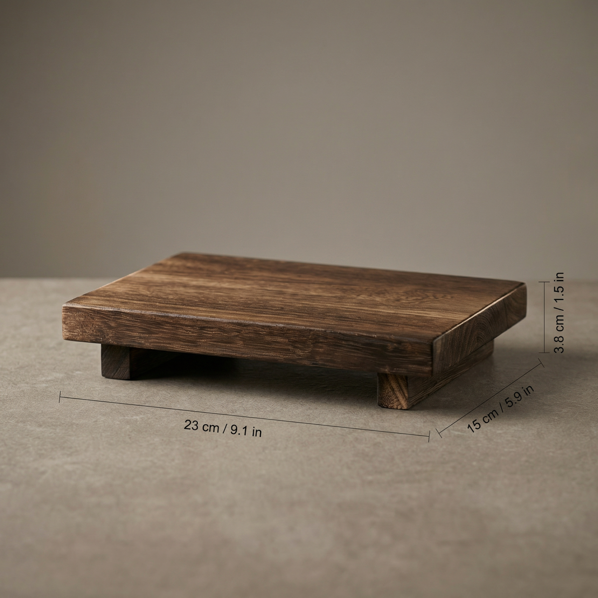 Wooden Pedestal Tray Stand – Minimalist Countertop Riser for Vanity & Bathroom Decor