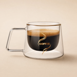 Double Wall Glass Coffee Mug – Espresso Cappuccino Latte Cup Heat Resistant Clear