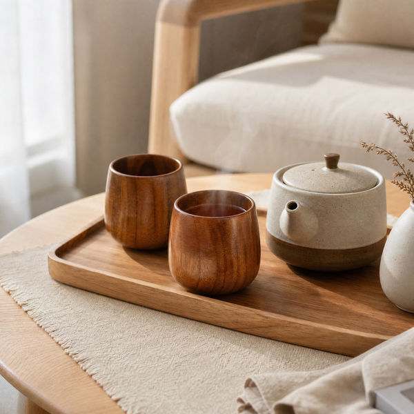 Wooden Tea Cup – Handcrafted Natural Wood Cup for Tea Coffee Minimalist Kitchen