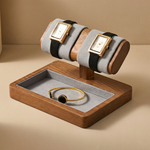 Wooden Watch Display Stand with Jewelry & Ring Tray – Single and Double Watch Holder