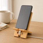 Bamboo Phone Stand – Desk Phone Holder for Charging, Tablet, Home Office Decor