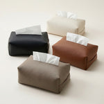 Leather Tissue Box Cover – Modern rectangular design for bathroom vanity, countertop tissue holder