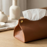 Leather Tissue Holder – Compact Napkin Dispenser for Coffee Table Desk Bathroom Car Storage