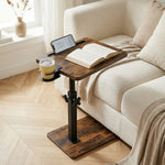 Sofa Side Table – Height Adjustable, 360° Rotating Tabletop, C-Shaped End Table for Bed or Couch