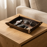 Genuine Leather Valet Tray – Foldable Catchall for Keys Coins Watch Desk Organizer