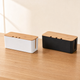 Cable Management Box with Bamboo Lid – Cord Organizer for Desk Power Strip and TV Wires