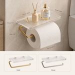 Wall Mounted Toilet Paper Holder with Acrylic Shelf – Gold Silver Bathroom Storage