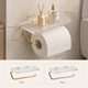 Wall Mounted Toilet Paper Holder with Acrylic Shelf – Gold Silver Bathroom Storage