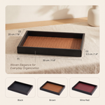 Decorative Storage Tray Woven PU Leather – Desk Vanity Jewelry Organizer Home Decor