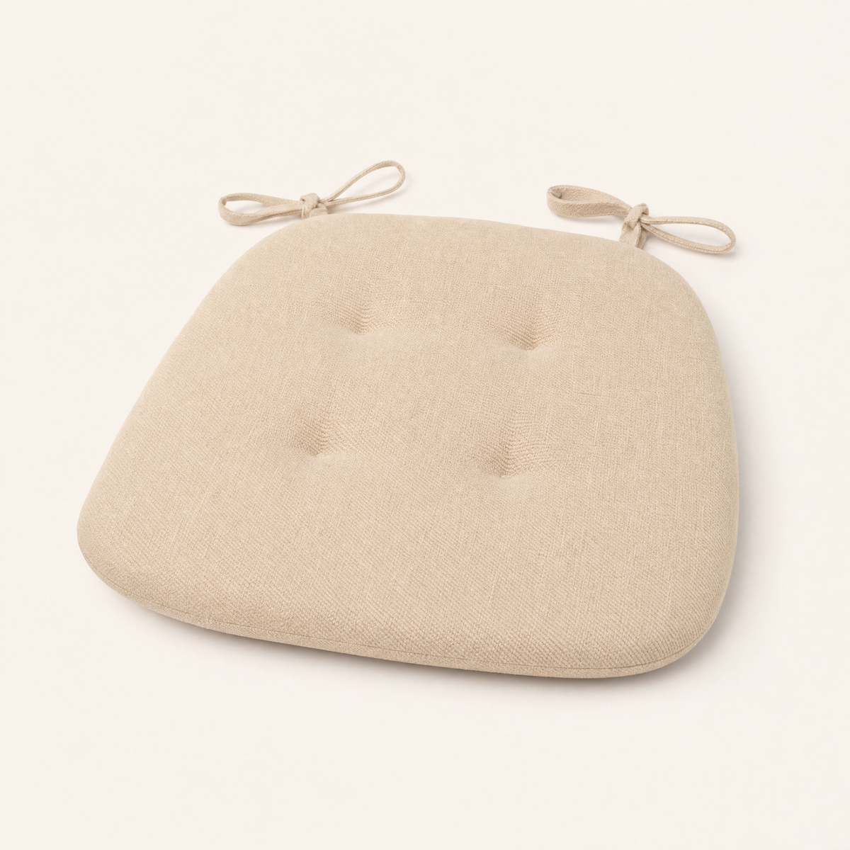 Linen Chair Cushion – Tufted Tie-On Seat Pad for Dining Chairs, Breathable