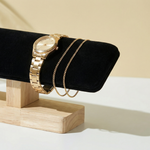 Watch and Bracelet Display Stand – Padded Bar with Wood Base for Dresser Jewellery Storage